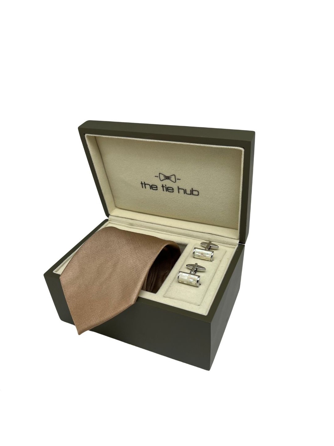 

The Tie Hub Men Accessory Gift Set of Tie, Cufflinks Comes with a box, Beige