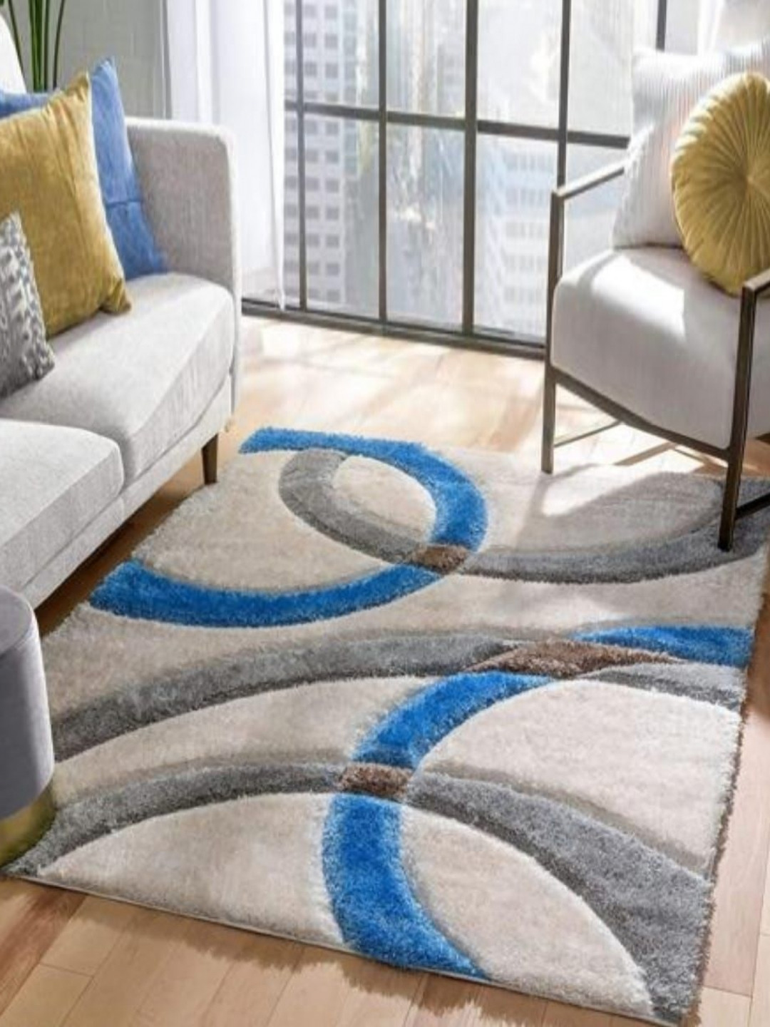 

Samjeeda Handloom carpets Red Geometric Anti-Skid Woollen Carpet