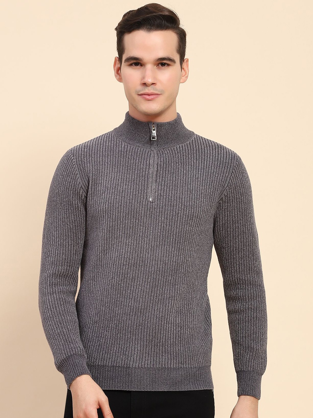 

Global Republic Men Striped Pullover, Grey