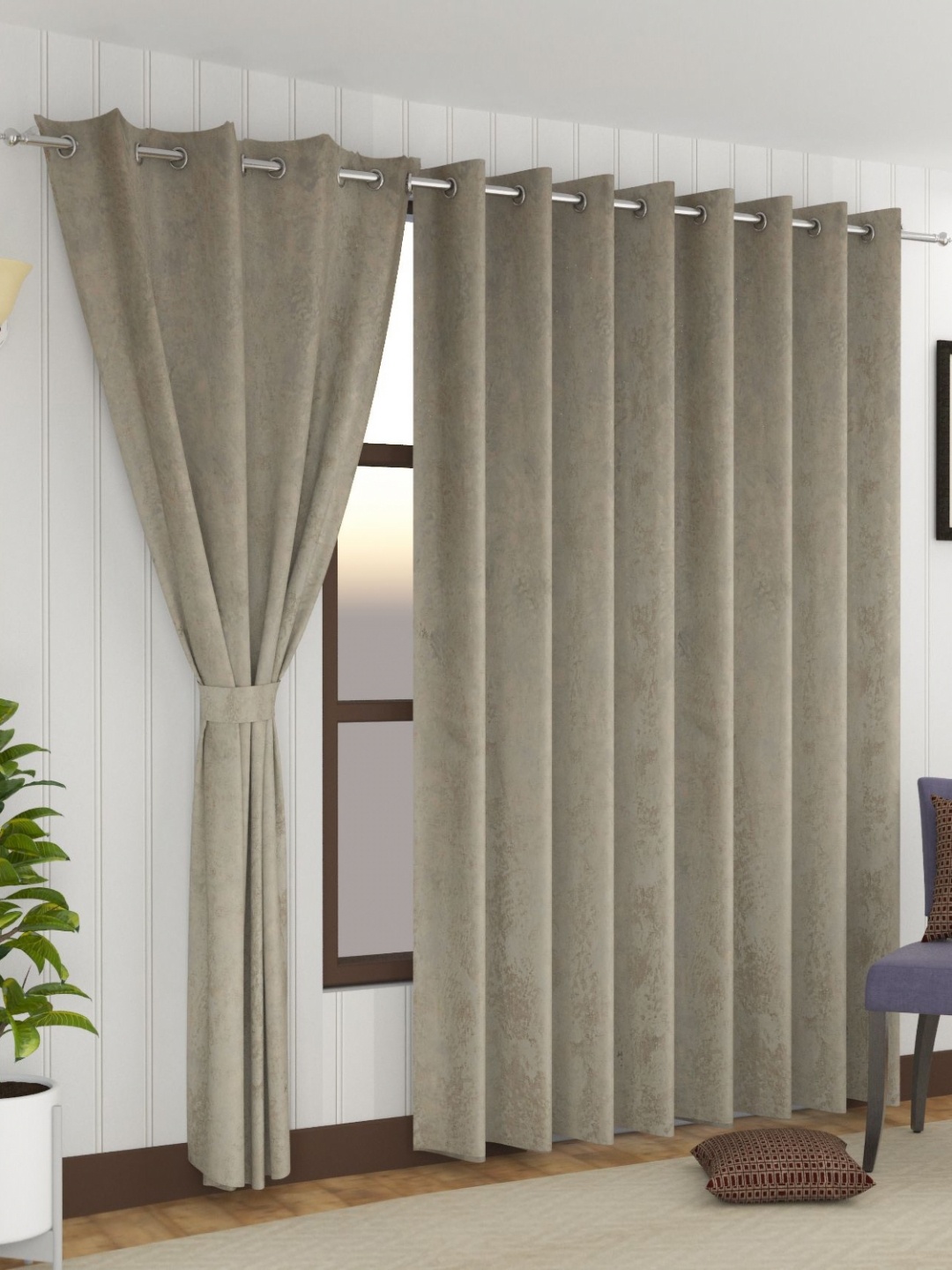 

Florida Camel Brown Room Darkening Long Door Curtain