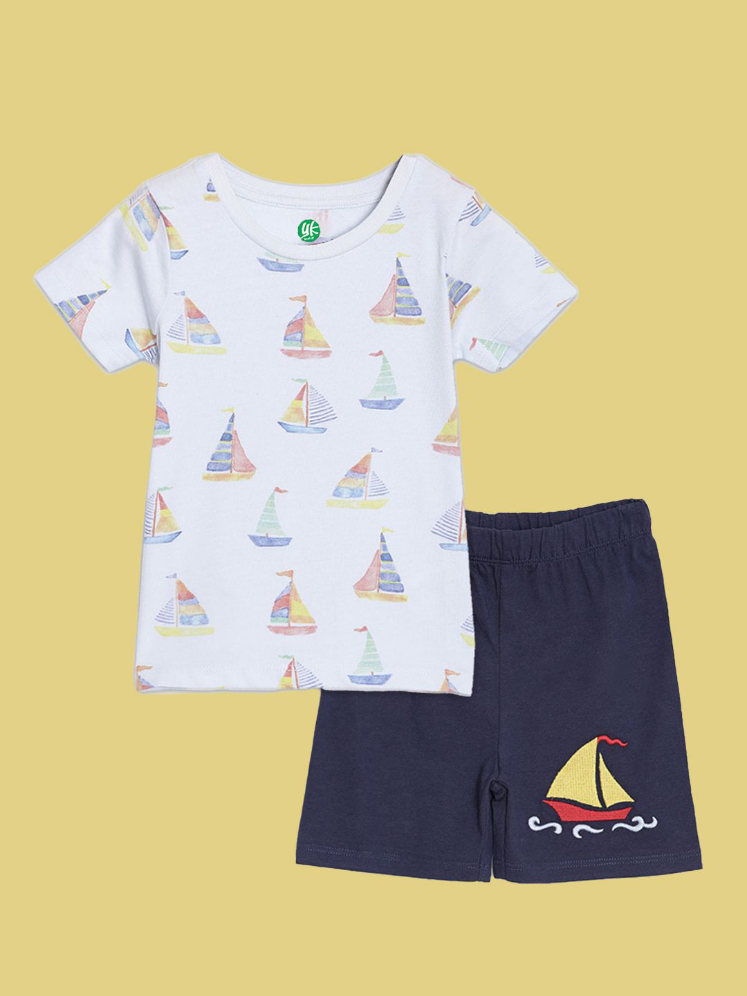 

YK Organic Boys Printed T-shirt with Shorts, Blue