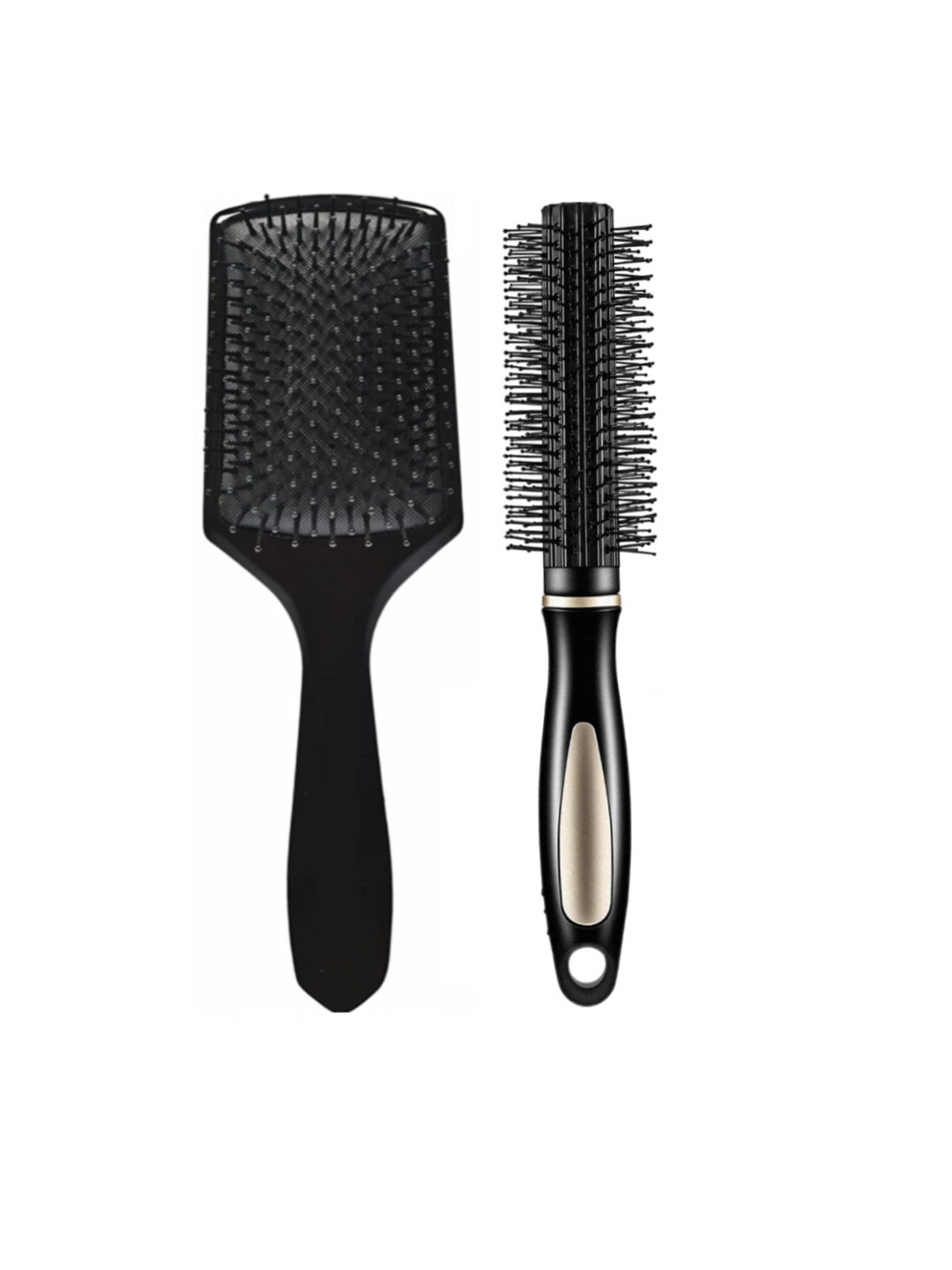 

NANCY AJRAM Set Of 2 Flat Paddle Hair Brush & Big Hair Styling Round Comb, Black
