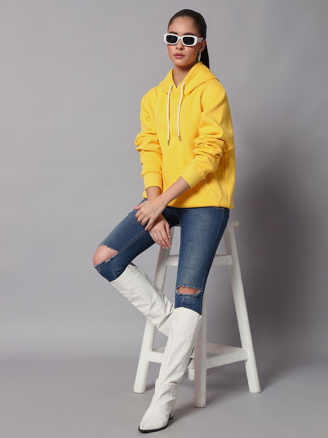 

Obaan Women Hooded Sweatshirt, Yellow