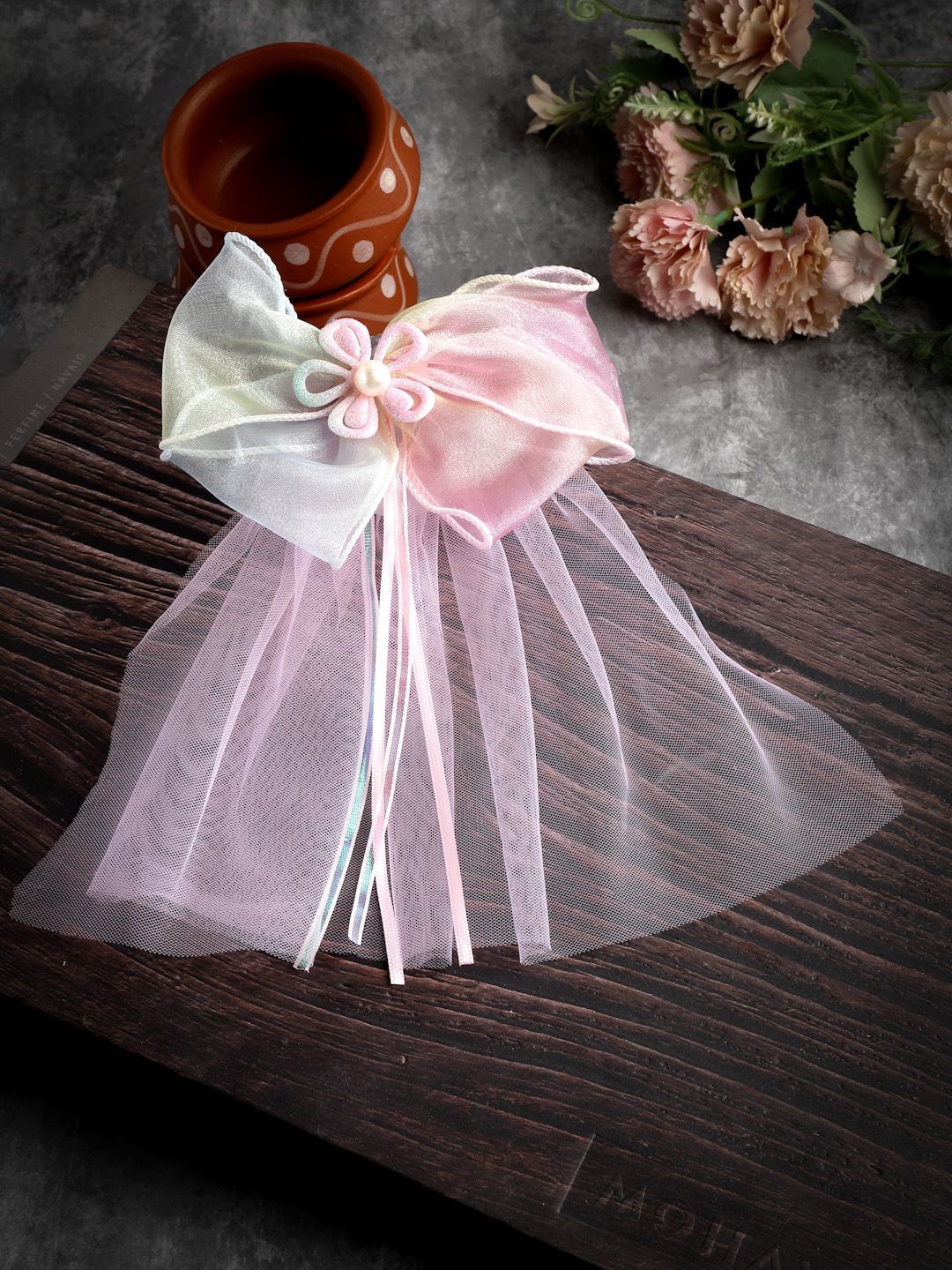 

Stoln Girls Alligator Bow Net Hair Clip, Pink