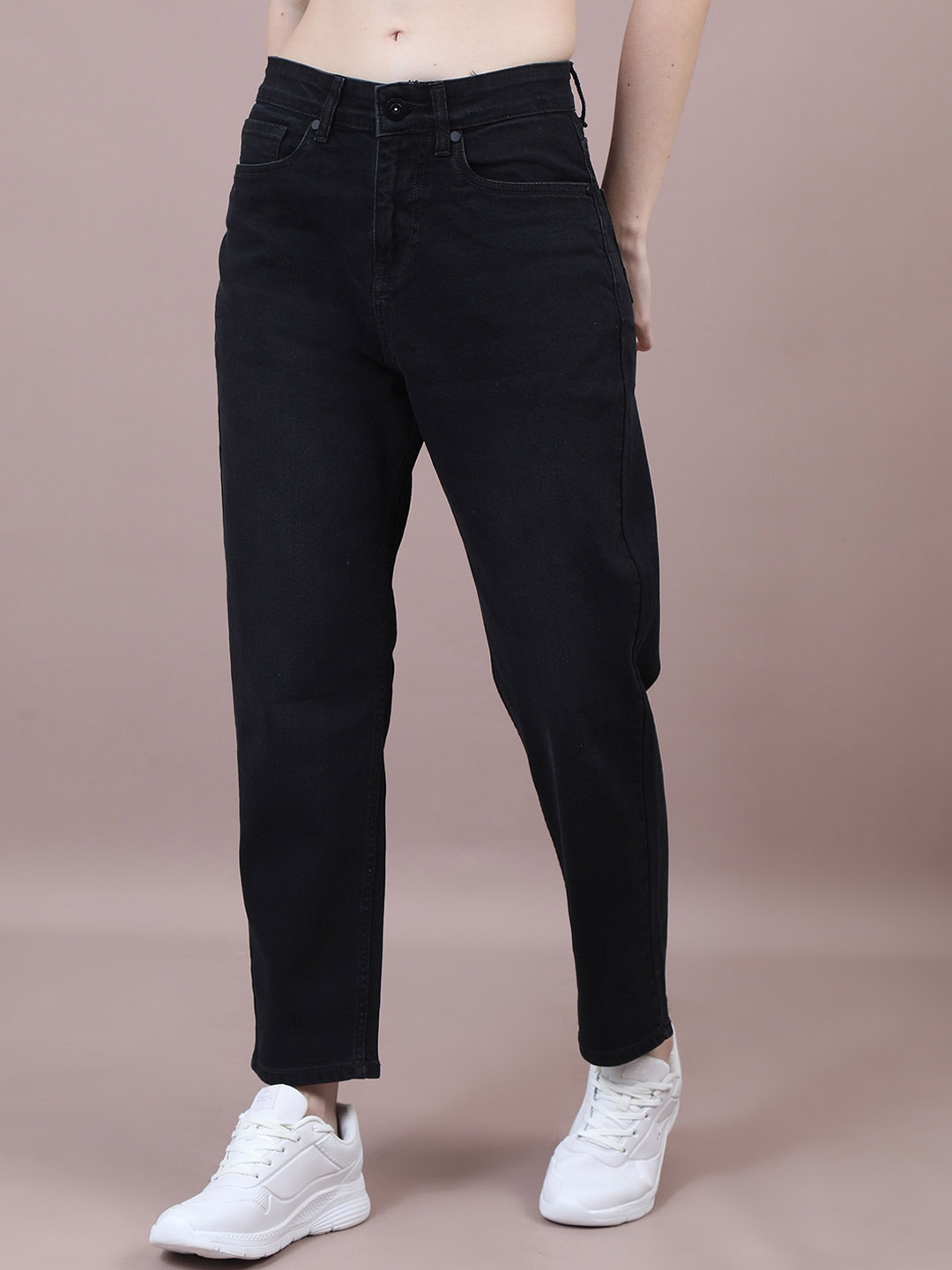 

The Roadster Lifestyle Co Women Mon Fit Stretchable Mid-Rise Jeans, Black