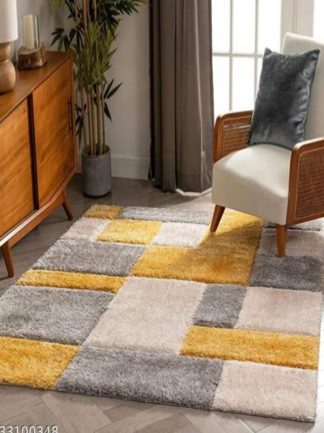 

Samjeeda Handloom carpets Red Geometric Anti-Skid Woollen Carpet