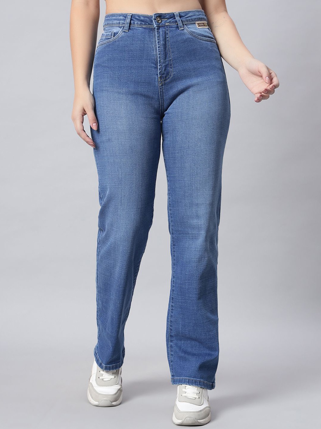

AECK Women Original Relaxed Fit Clean Look Heavy Fade Jeans, Blue