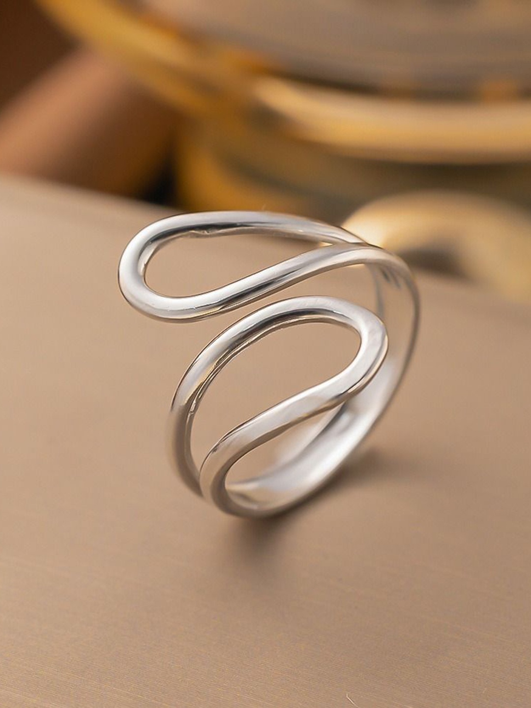 

MYKI Pulchritudinous Silver-Plated Stainless Steel Adjustable Finger Ring