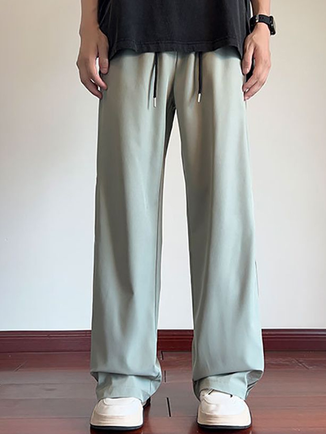 

StyleCast x Revolte Men Straight Fit Wide Leg Trousers, Green