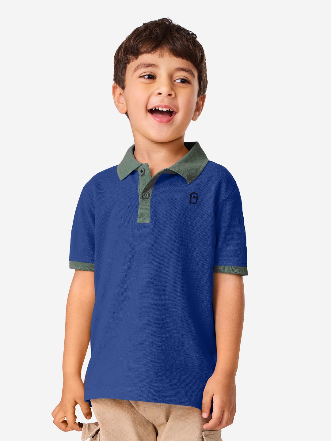 

The Souled Store Boys Solid Polo Collar Cotton T-shirt, Blue