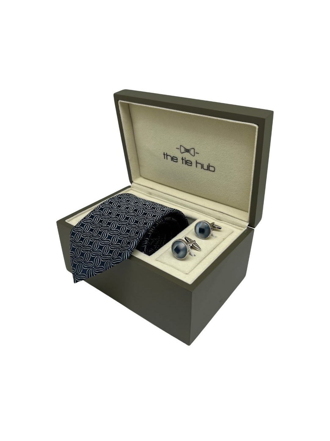 

The Tie Hub Men Accessory Gift Set of Tie, Cufflinks, Pocket Square, Navy blue