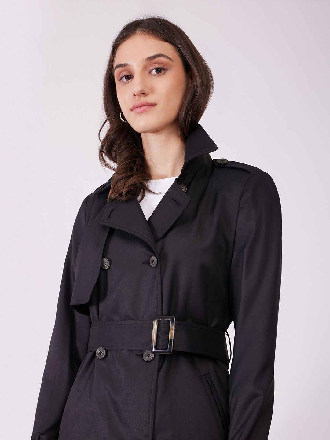 

FableStreet Women Lapel Collar Solid Formal Tailored Jacket, Black