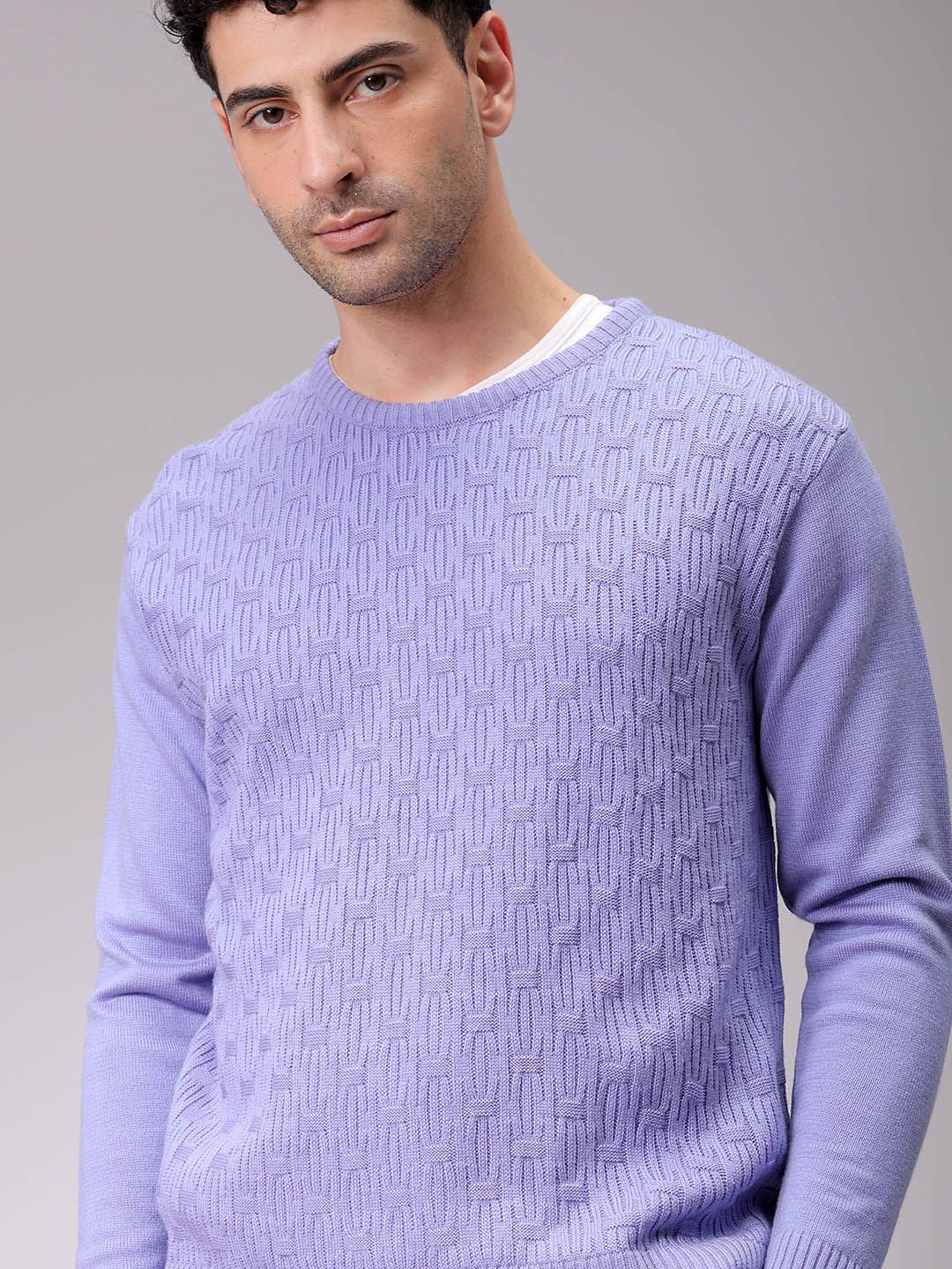 

The Indian Garage Co Men Self Design Pullover Sweaters, Purple