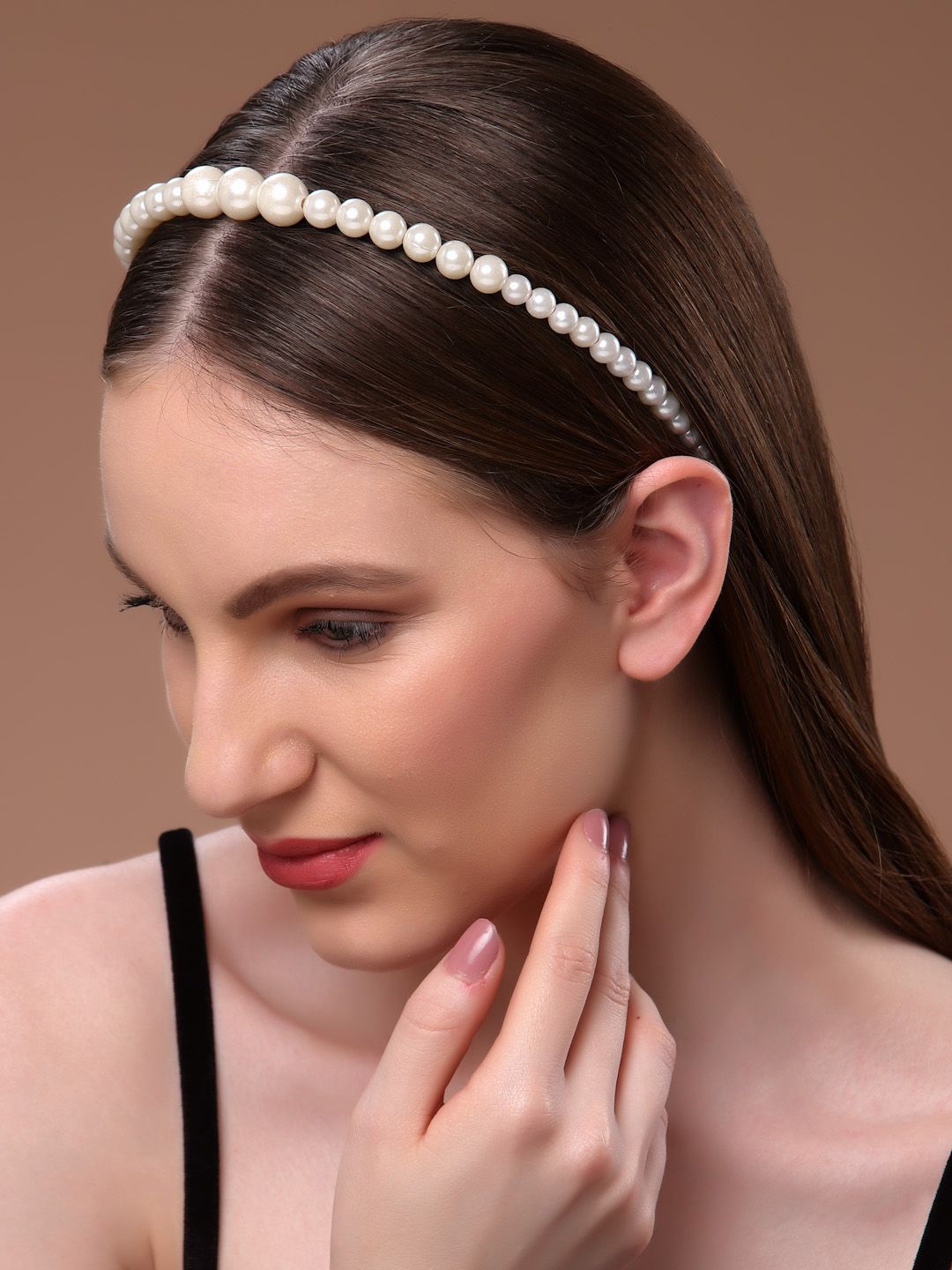 

PANASH Women Beaded Embellished Hairband, White