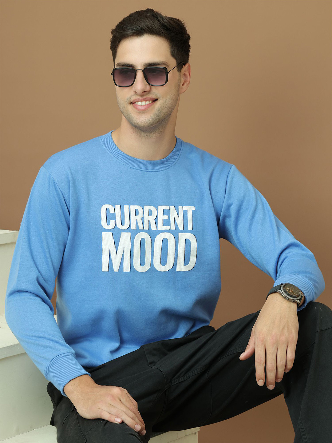 

MACK JONNEY Men Typography Printed Sweatshirt, Blue