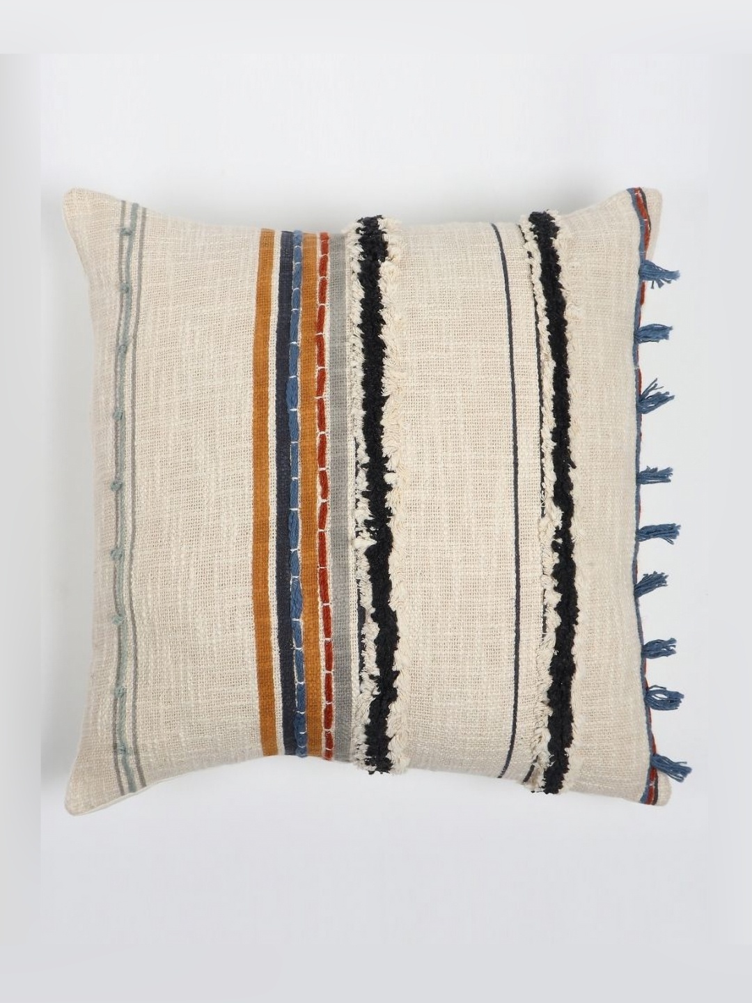 

Art Avenue White & Black Striped Pure Cotton Square Cushion Covers