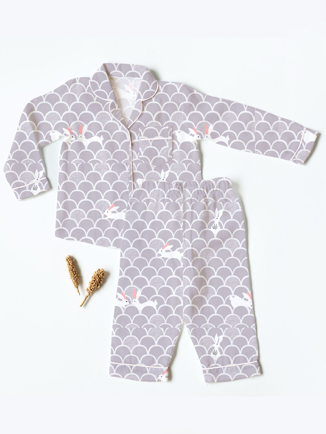 

cocoon care Kids Animal Graphic Printed Night suit, Grey