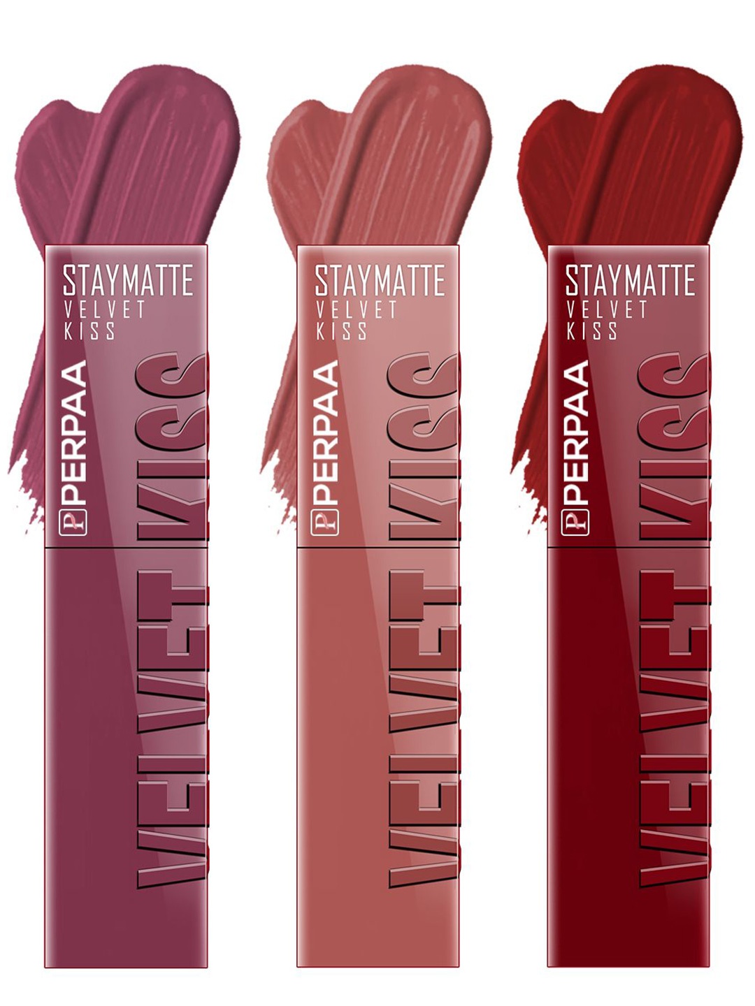 

PERPAA Velvet Kiss Set of 3 Waterproof Matte Liquid Lipstick -3.5 ml Each -Shades 04-05-09, Nude