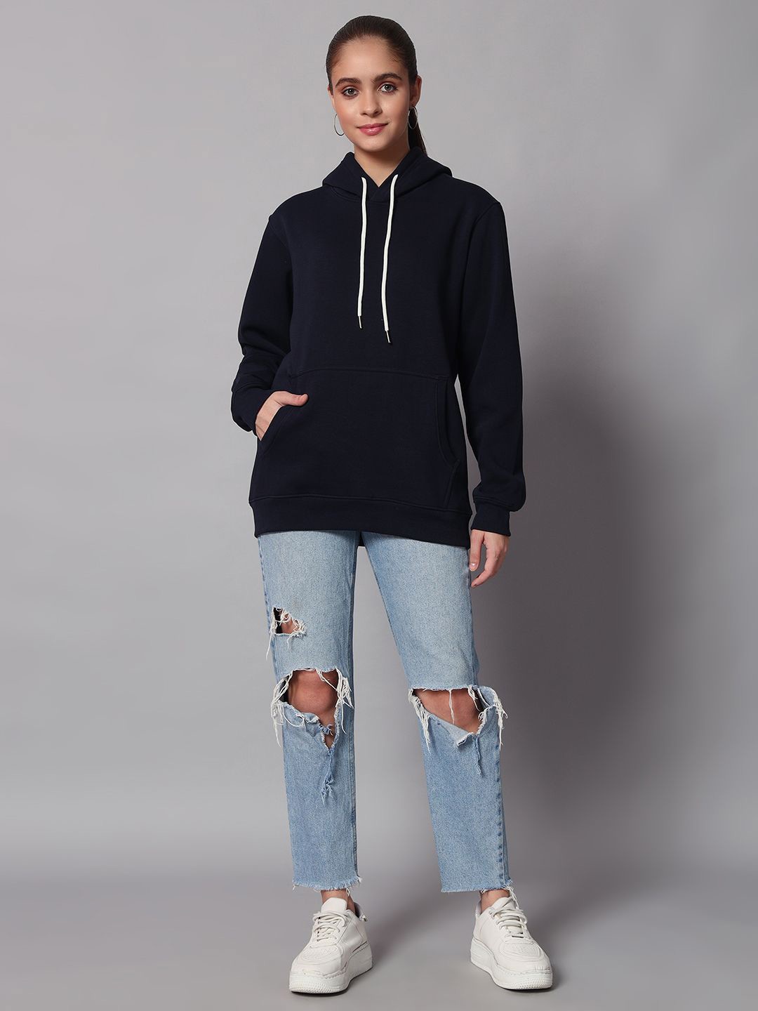 

Obaan Women Hooded Sweatshirt, Navy blue