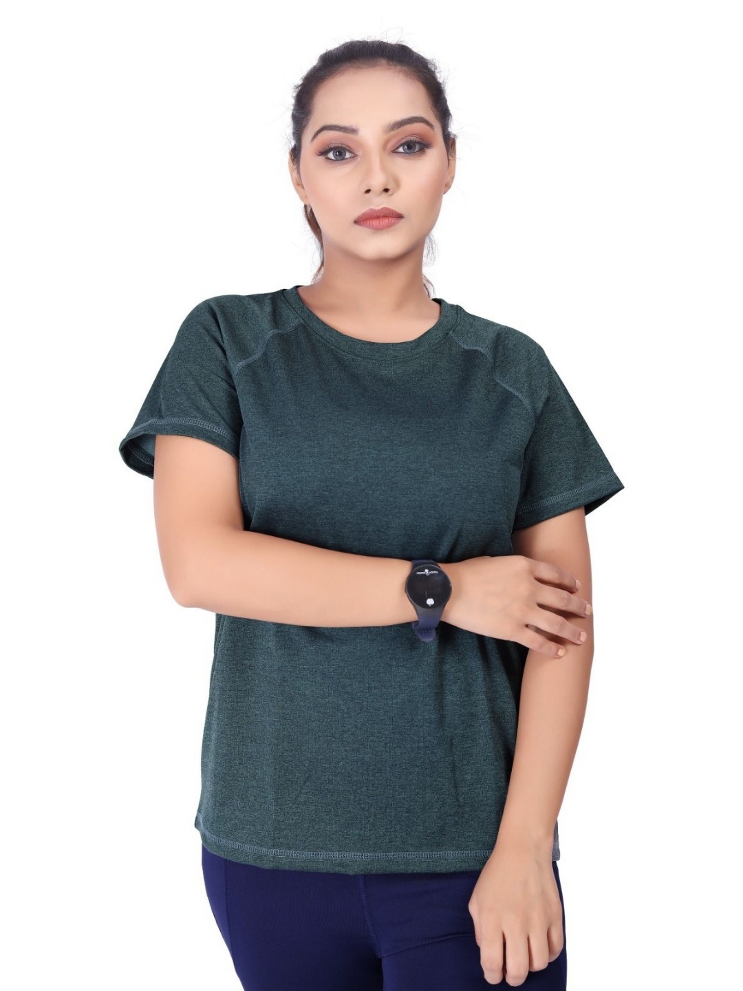 

MYO2 Women Solid Round Neck T-shirt, Teal