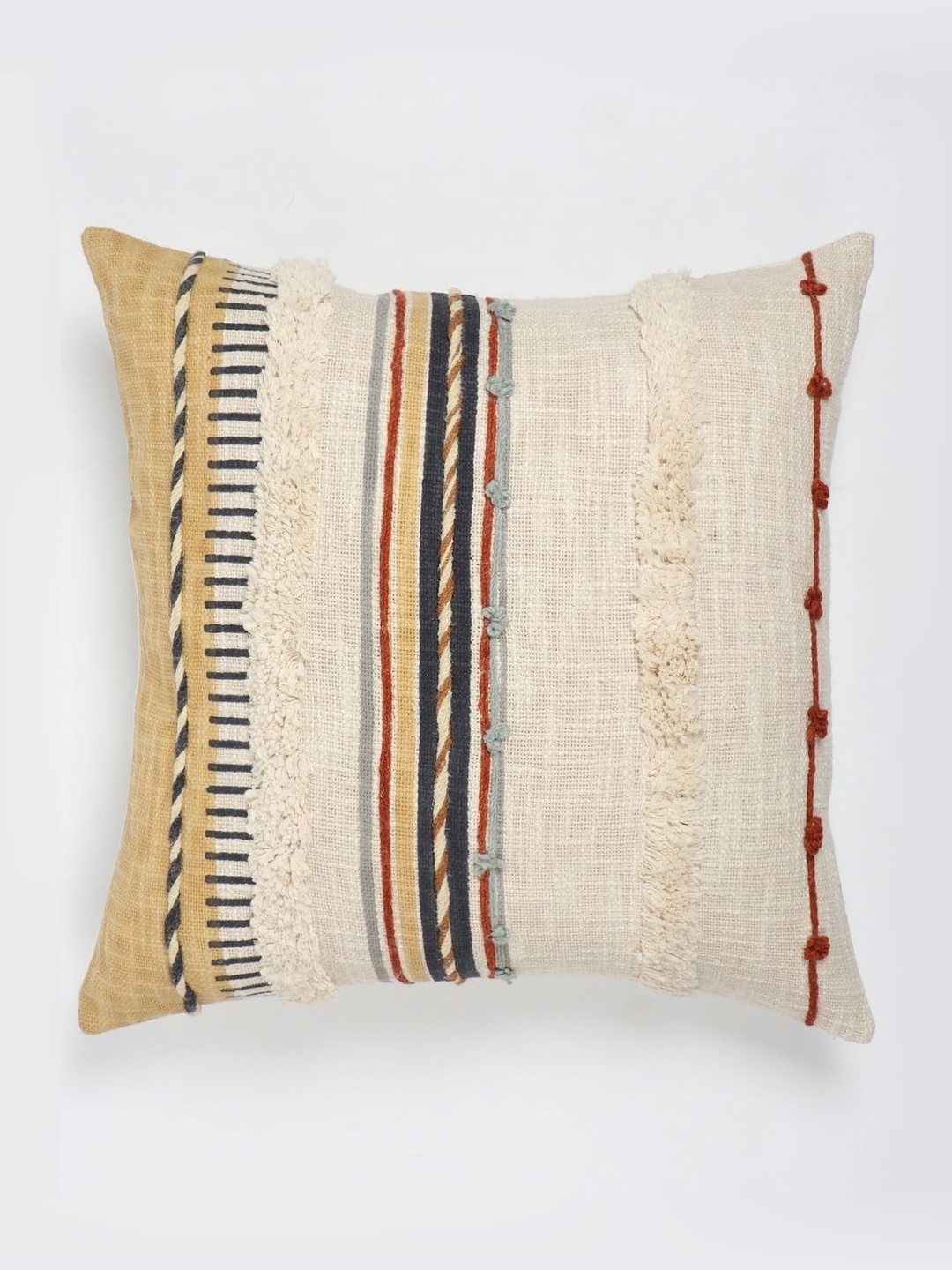 

Art Avenue White & Brown Striped Pure Cotton Square Cushion Covers