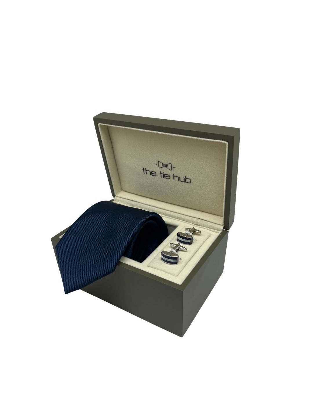 

The Tie Hub Men Neck Tie & Cufflinks Accessory Gift Set, Navy blue