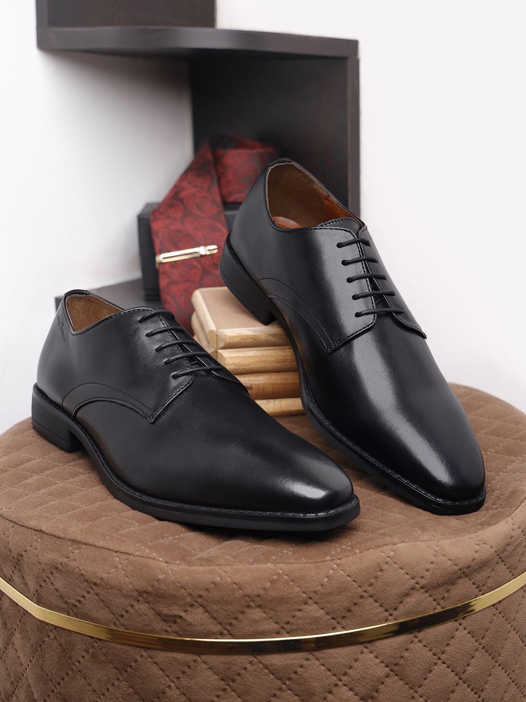

LOUIS STITCH Men Leather Formal Derbys, Black