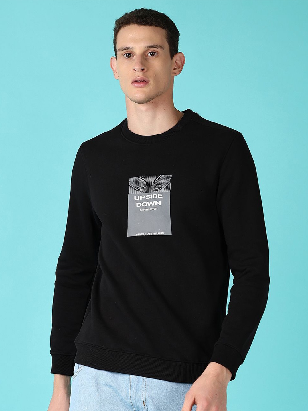 

V-Mart Men Graphic Printed Sweatshirt, Black