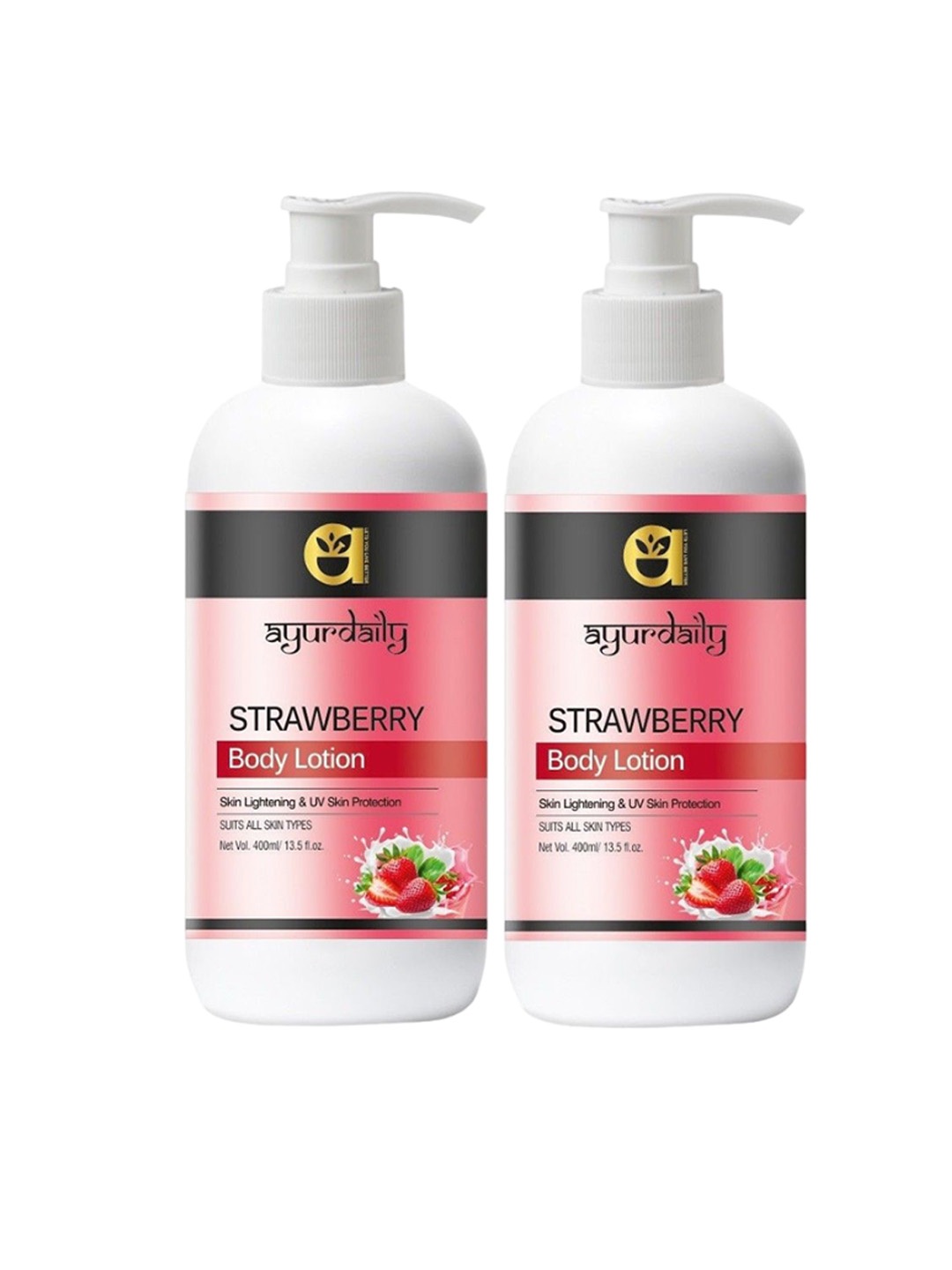 

Ayurdaily Set Of 2 Strawberry Moisturizing Body Lotion- 400 ml Each, White
