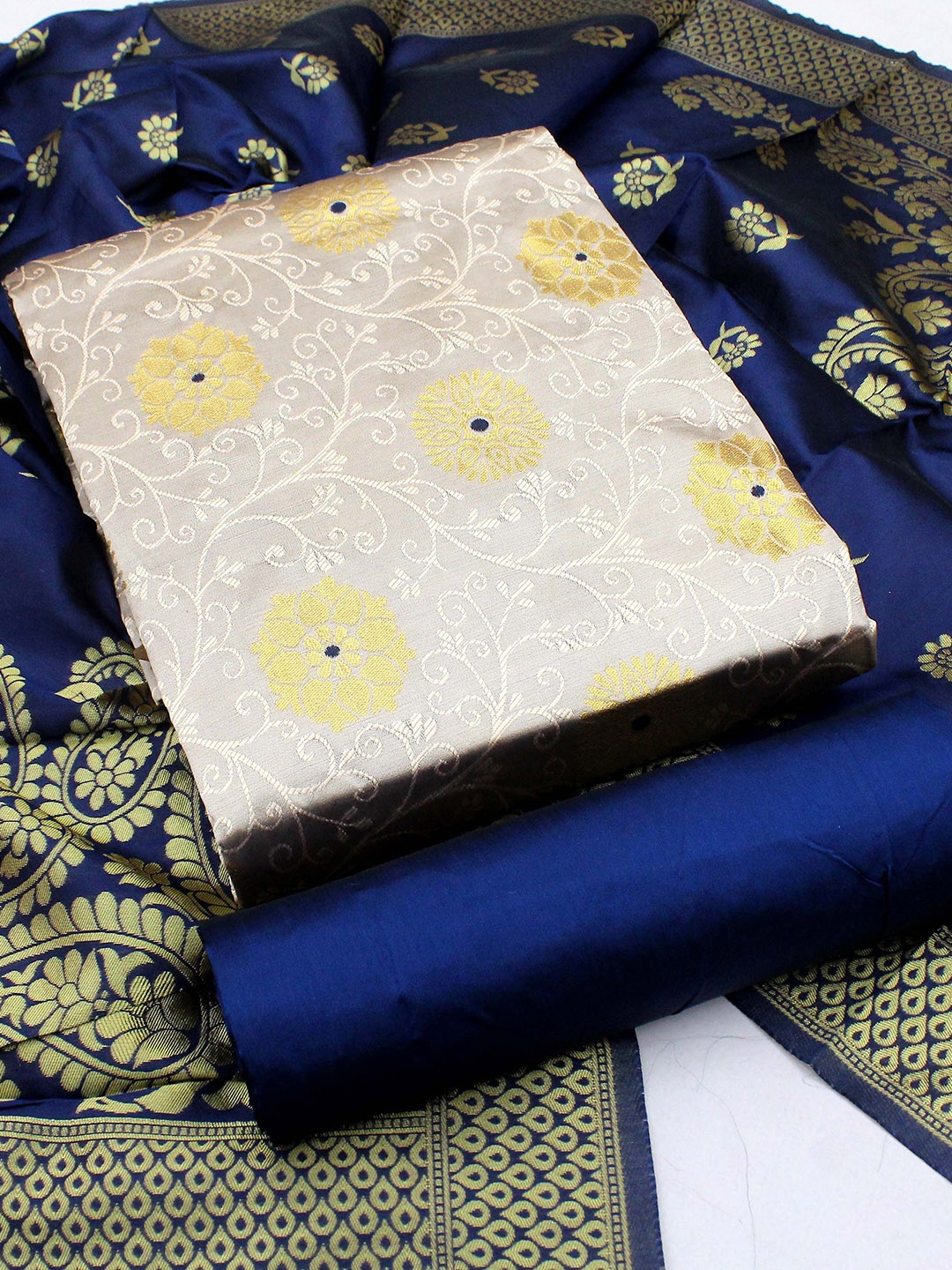

Maroosh Woven Design Unstitched Dress Material, Beige