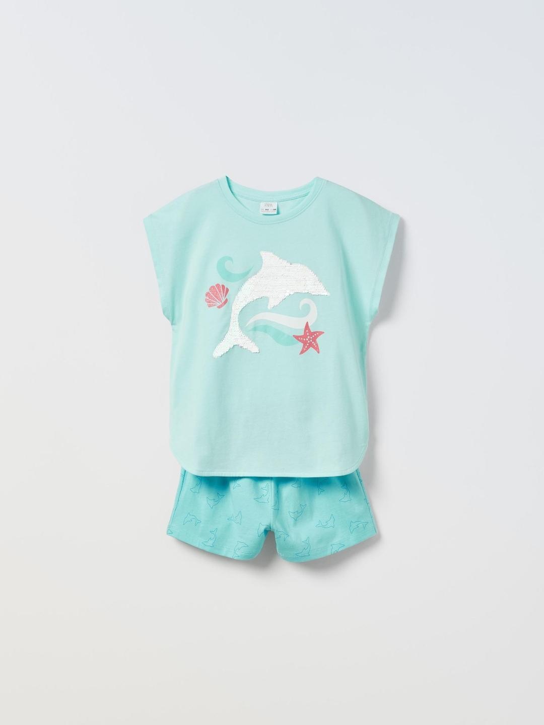 

ZARA Kids-Unisex Turquoise Blue Clothing Set