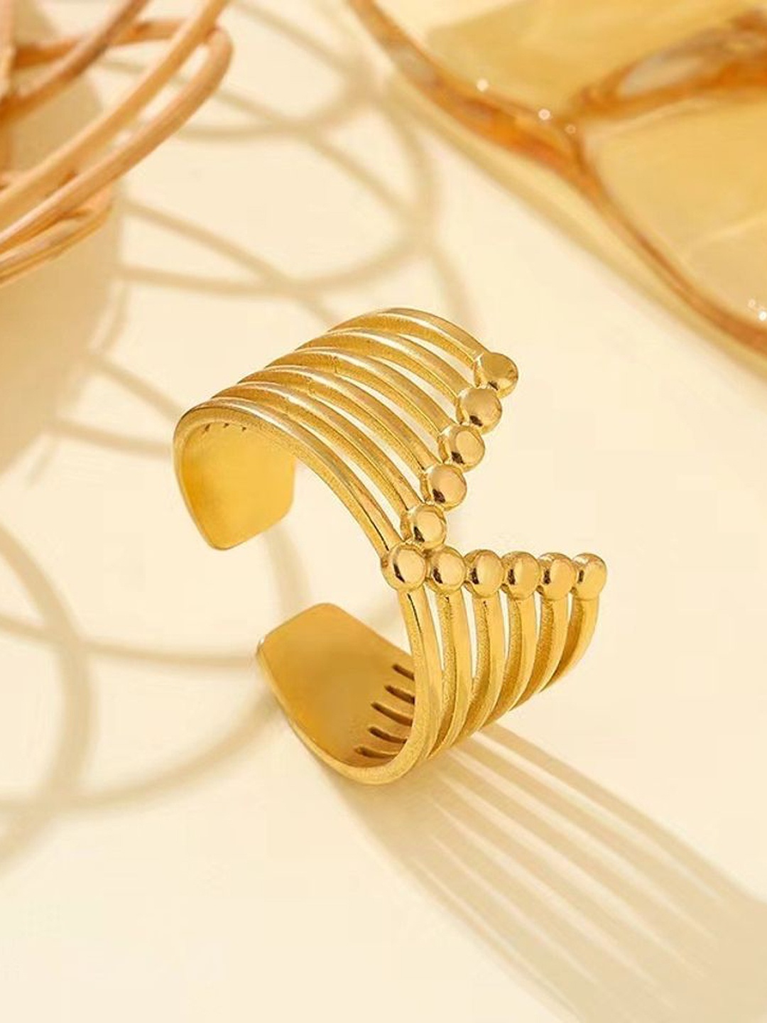 

MYKI Stainless Steel Gold-Plated Finger Ring