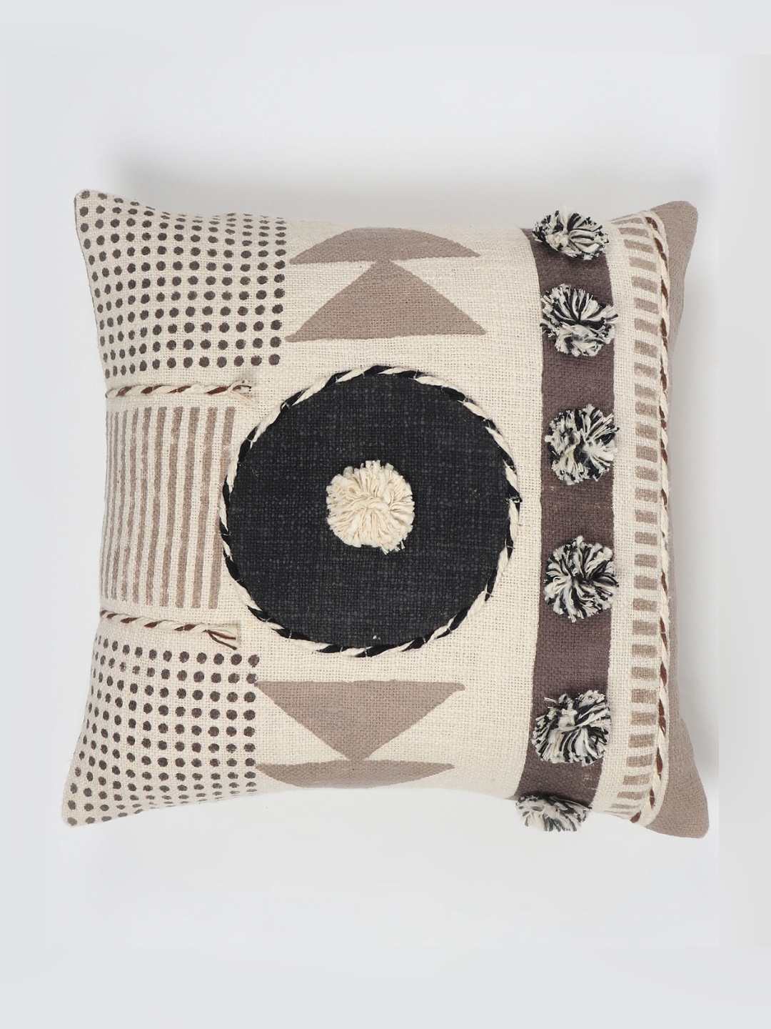 

Art Avenue Black & Beige Ethnic Motifs Square Cushion Covers