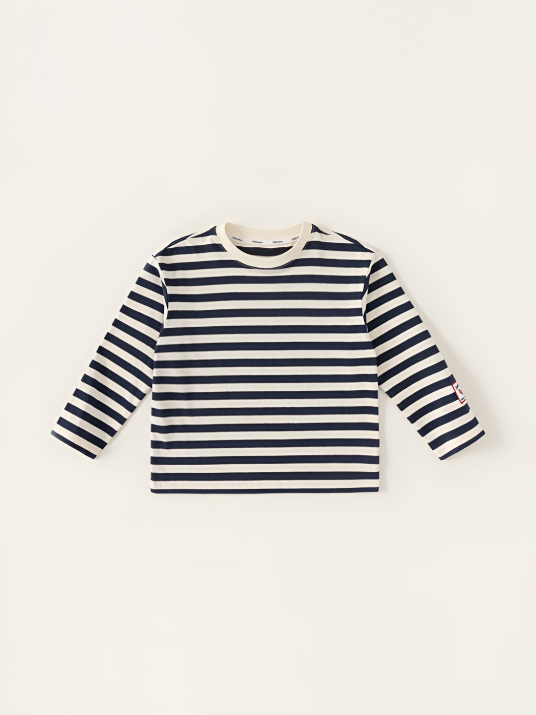 

LULU & SKY Boys Striped Round Neck Cotton T-shirt, White