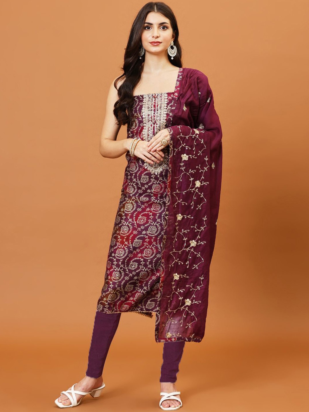 

Meena Bazaar Printed Unstitched Dress Material, Purple