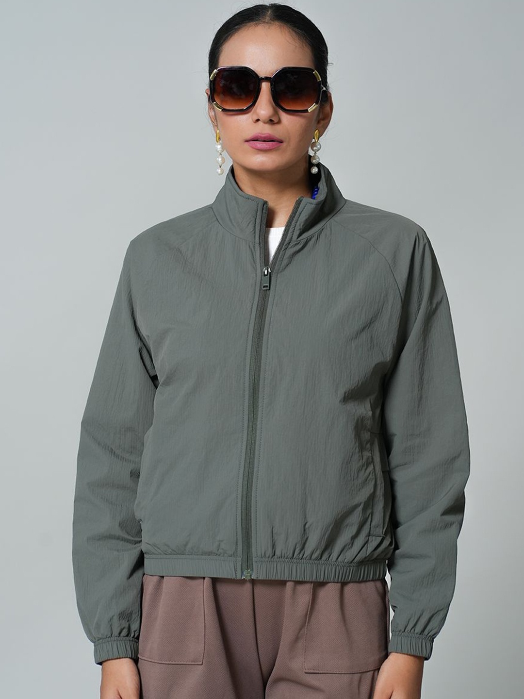 

Fort Collins Women Mock Collar Solid Casual Open Front Jacket, Olive