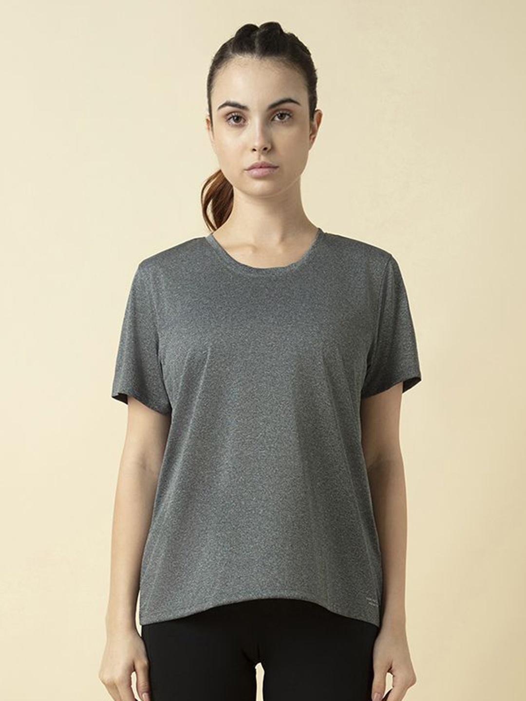 

Van Heusen Women Solid Round Neck Relaxed Fit T-shirt, Grey