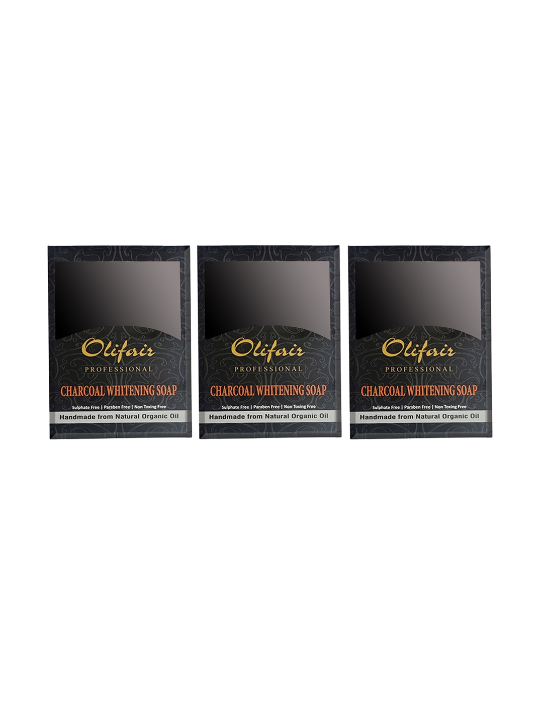 

Olifair Set Of 3 Charcoal Whitening Soap With Vitamin B3 - 120 g Each, Black