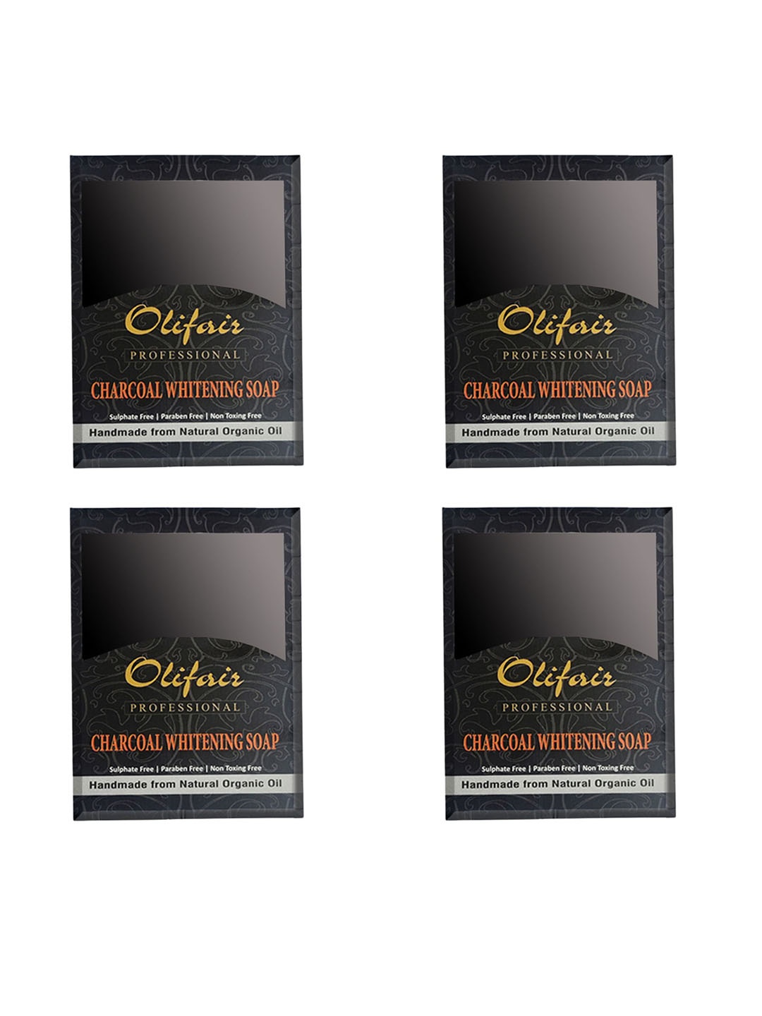 

Olifair Set Of 4 Charcoal Whitening Soap With Vitamin B3 - 120 g Each, Black