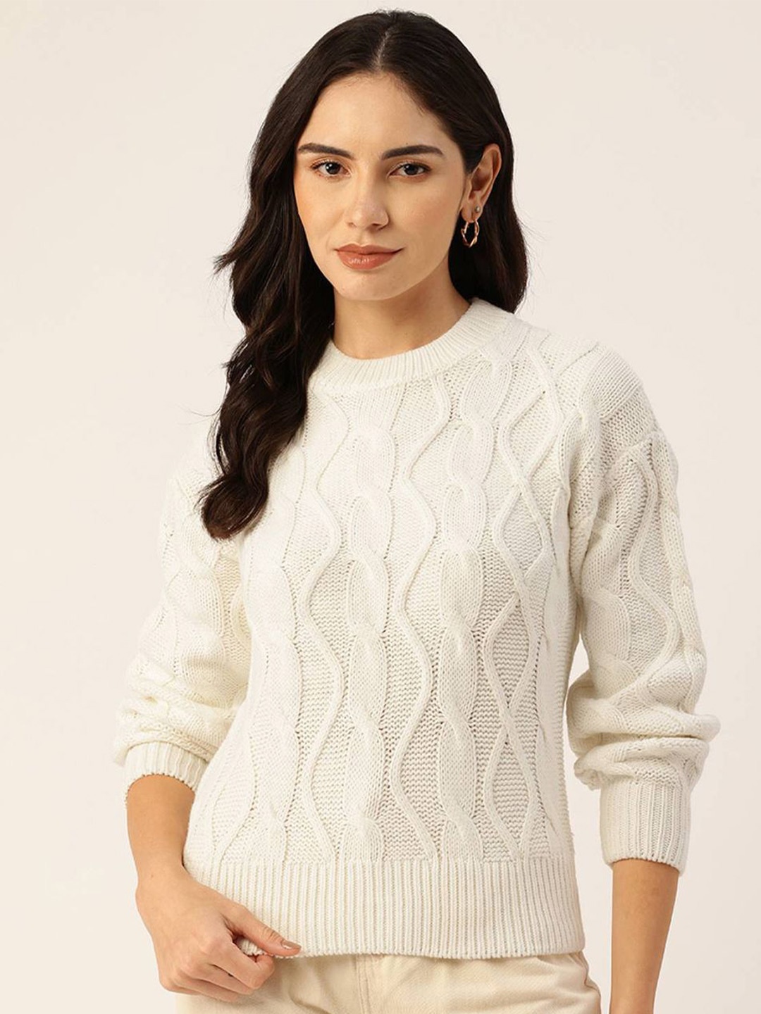 

Kotty Women Cable Knit Pullover Sweaters, White