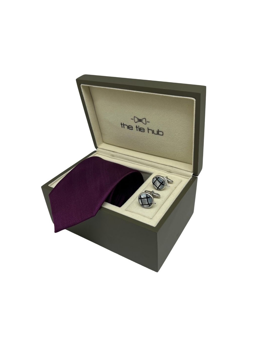 

The Tie Hub Men Accessory Gift Set of Tie, Cufflinks Comes with a box, Purple