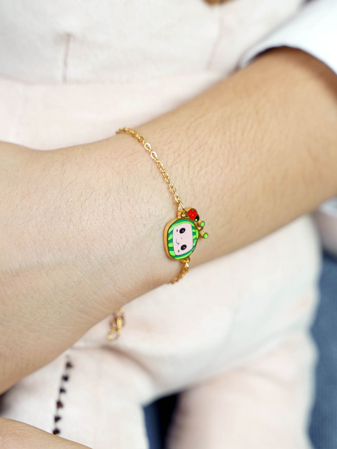 

SWASHAA Girls 18K Gold-Plated Cocomelon Charm Bracelet
