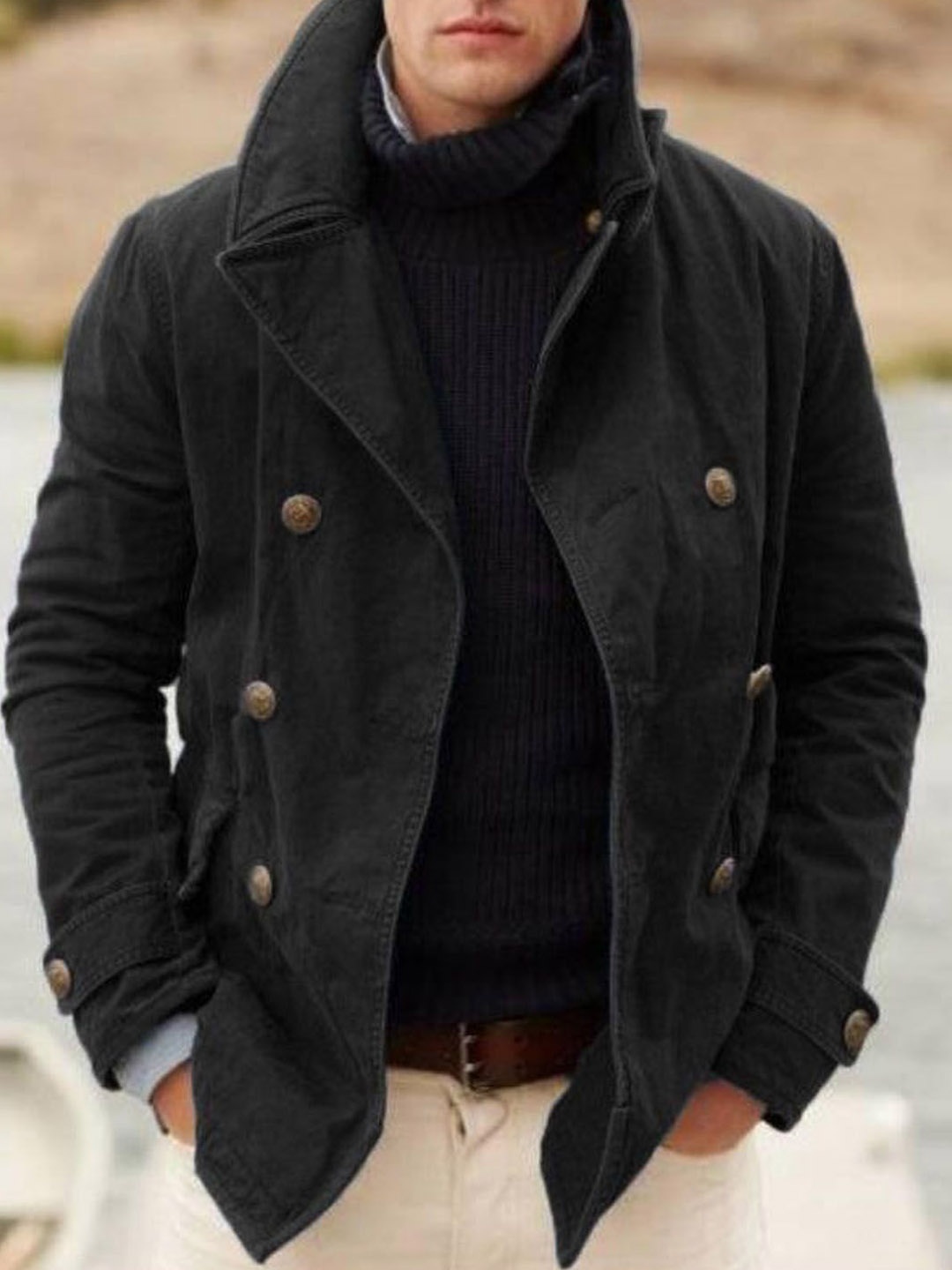 

StyleCast Men Polyester Longline Tailored Jacket, Black
