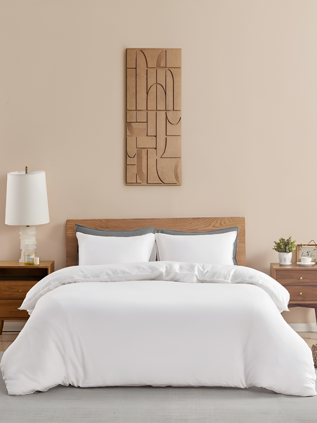 

HOMEMONDE White 210 TC Cotton Single Duvet Cover With Corner Ties