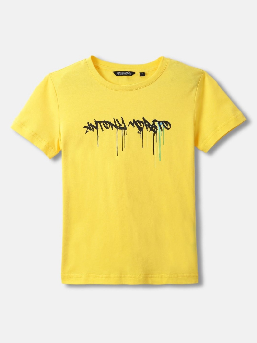 

Antony Morato Boys Graphic Printed Round Neck Cotton T-shirt, Yellow