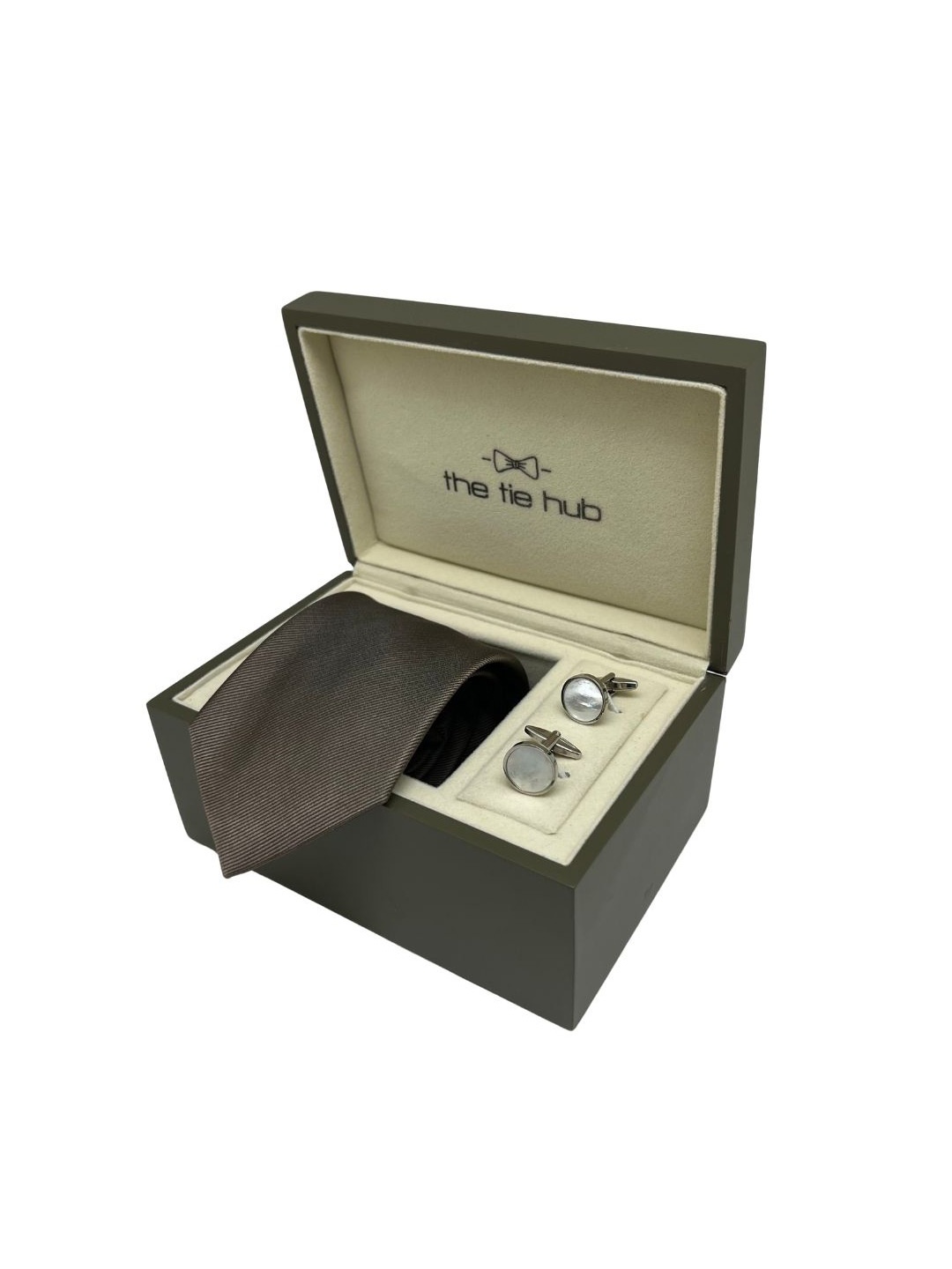 

The Tie Hub Men Accessory Gift Set of Tie, Cufflinks Comes with a box, Brown