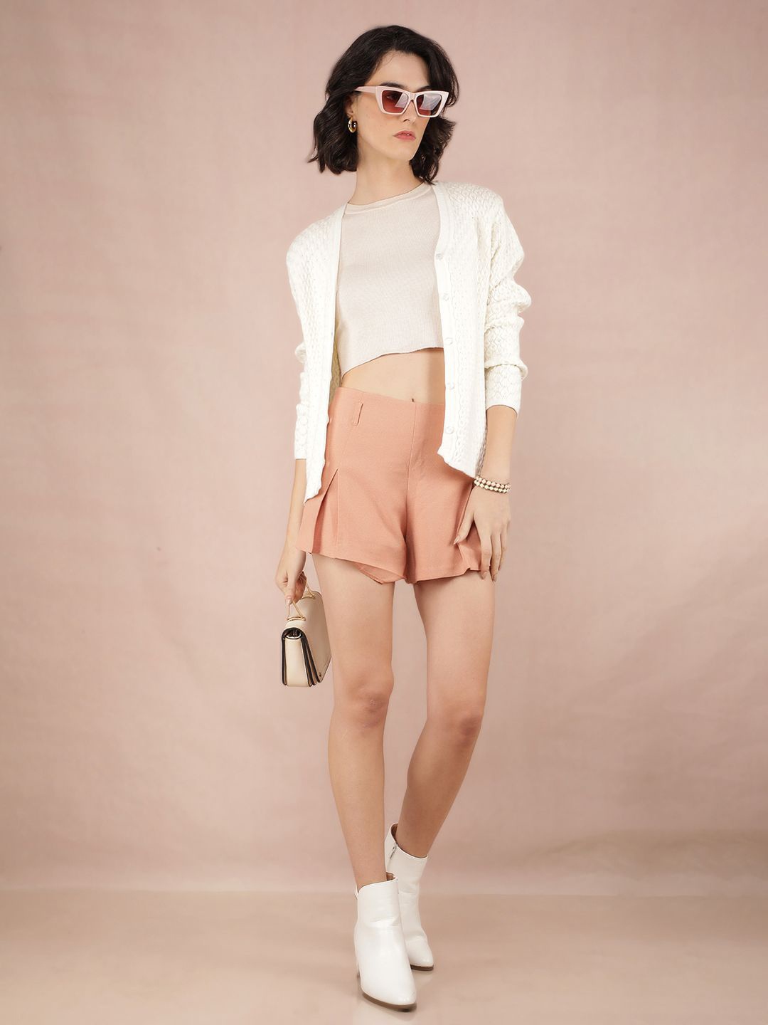 

Crimsoune Club Women Self Design Long Sleeves Cardigan Sweater, White
