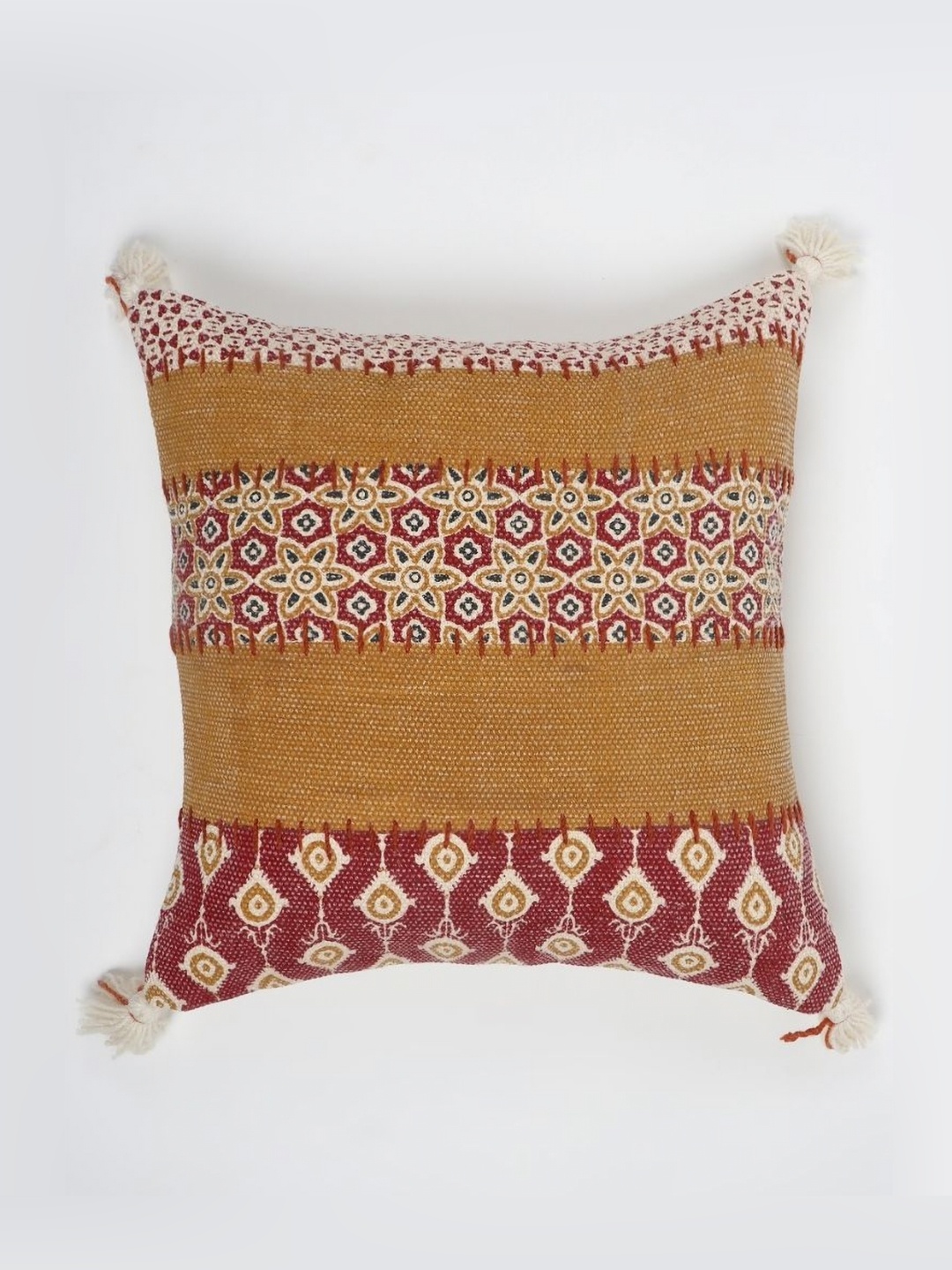 

Art Avenue Red & Brown Ethnic Motifs Cotton Square Cushion Cover