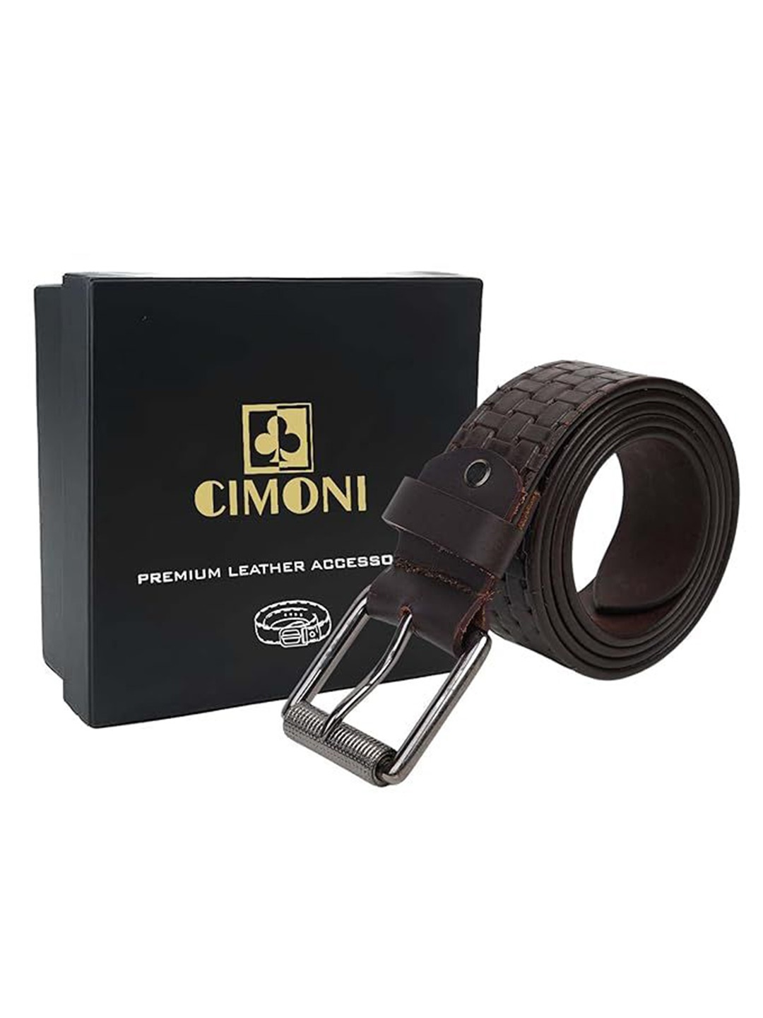 

CIMONI Men Textured Leather Belt, Brown