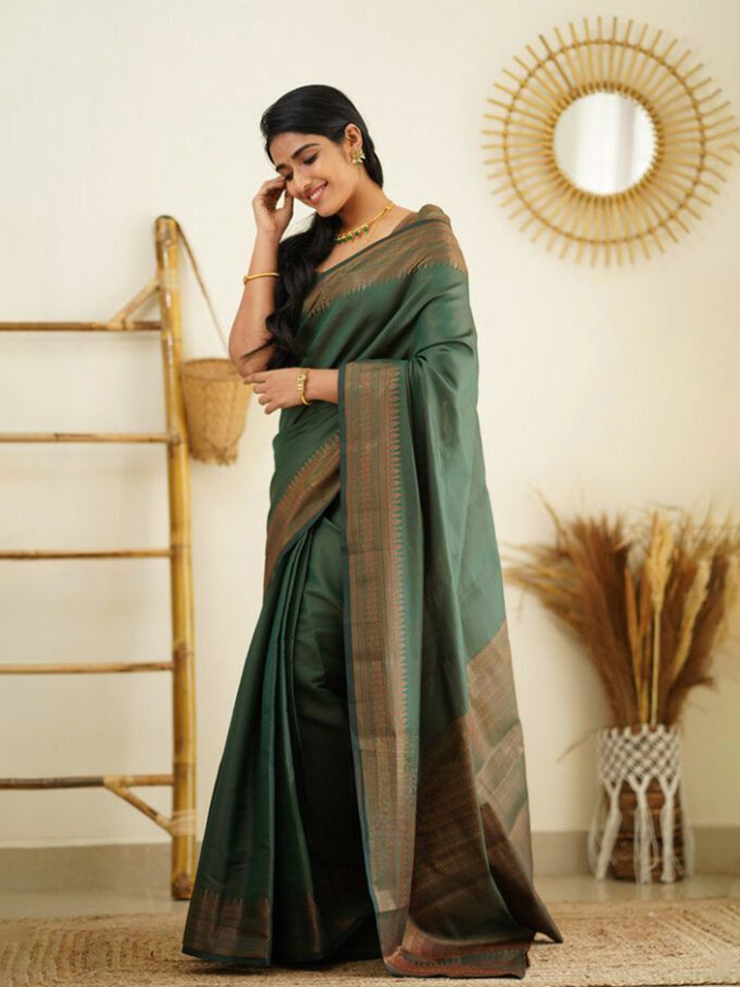 

Visit Wear Woven Design Zari Pure Silk Banarasi Saree, Green